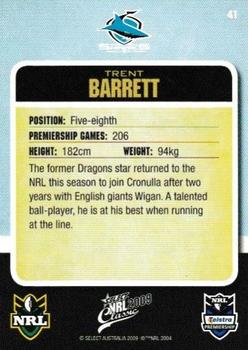 2009 Select Classic #41 Trent Barrett Back